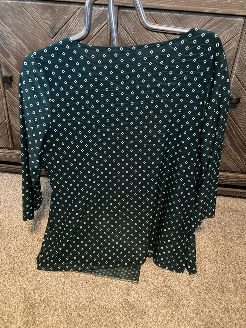 croft & barrow Dark Green Geometric 3/4 Sleeve Top - Picture 7 of 8